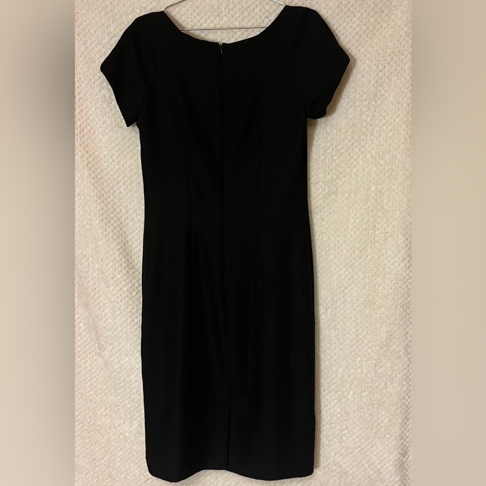 Virgo Black Sheath Dress Short Sleeves Formal Elegant Fitted Classic Womens 8T - Picture 2 of 6